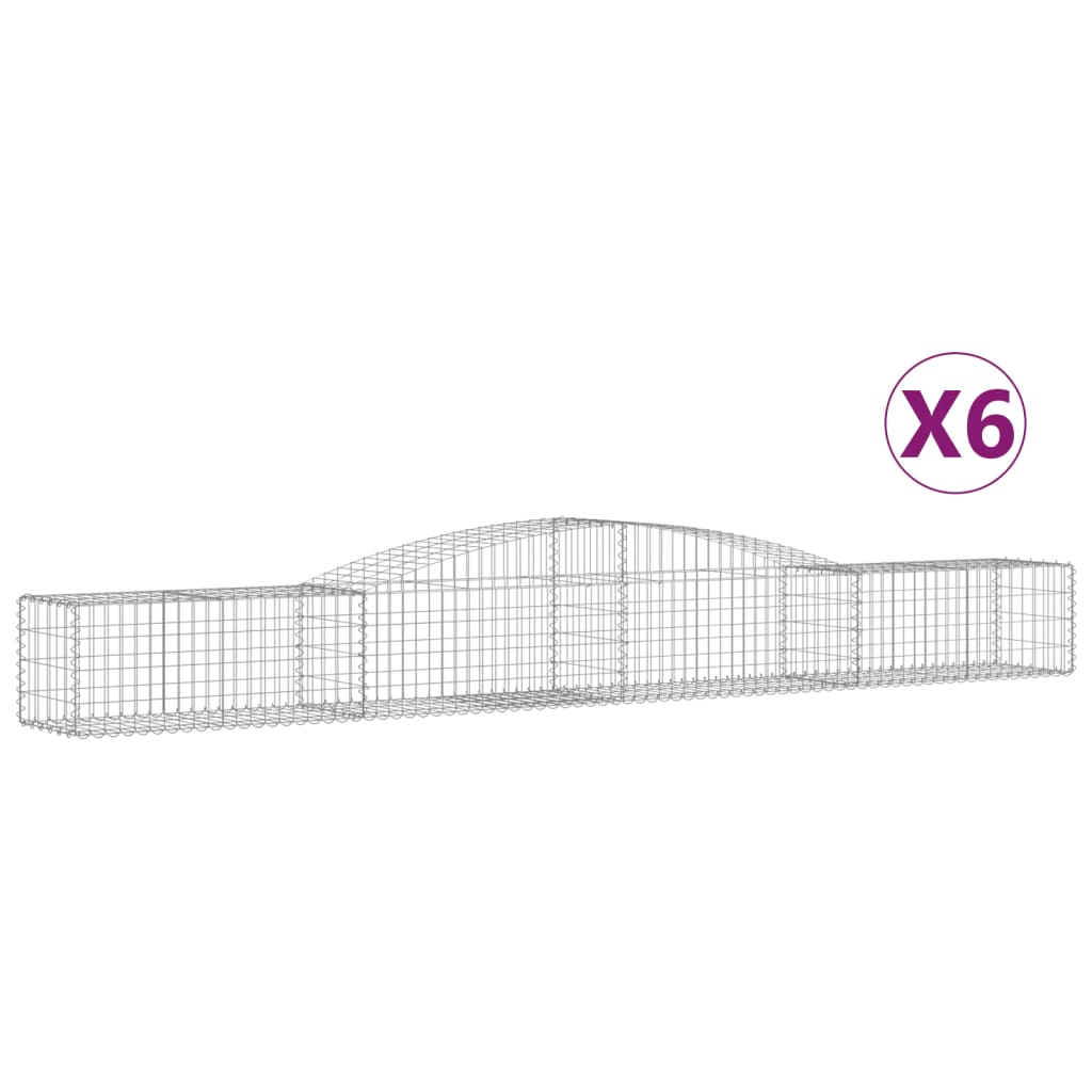 vidaXL Kosze gabionowe, 6 szt, 400x50x40/60 cm, galwanizowane żelazo