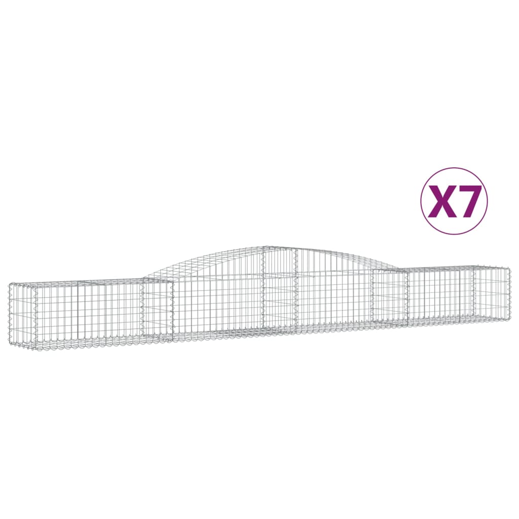 vidaXL Kosze gabionowe, 7 szt, 400x50x40/60 cm, galwanizowane żelazo