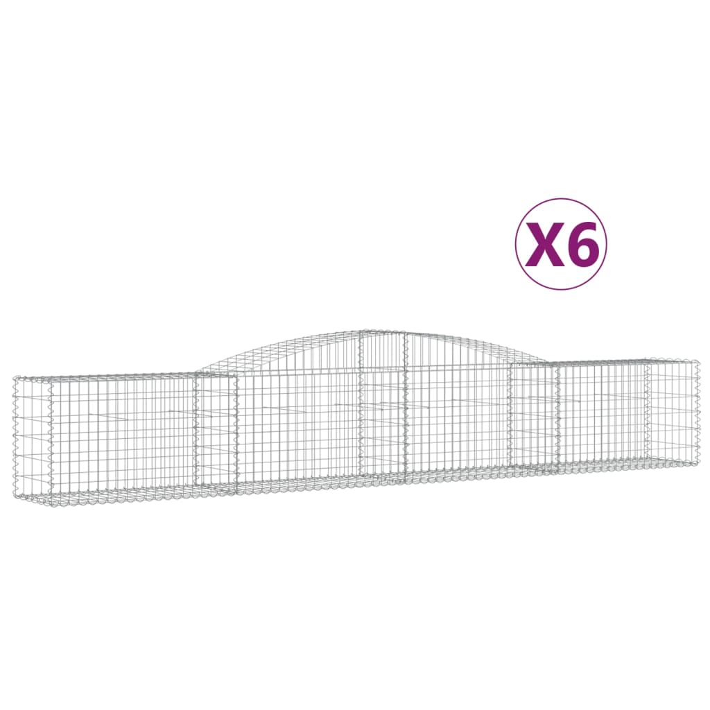 vidaXL Kosze gabionowe, 6 szt, 400x50x60/80 cm, galwanizowane żelazo