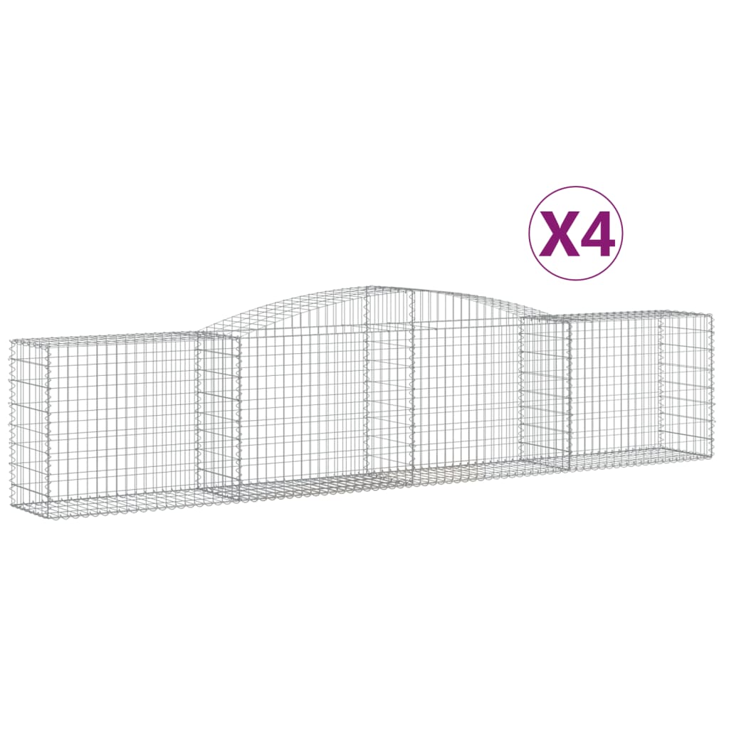vidaXL Kosze gabionowe, 4 szt, 400x50x80/100 cm, galwanizowane żelazo