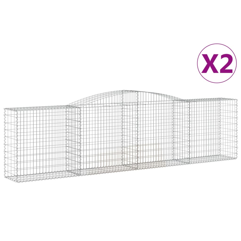 vidaXL Kosze gabionowe, 2 szt, 400x50x100/120 cm, galwanizowane żelazo