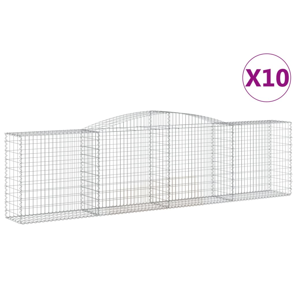 vidaXL Kosze gabionowe, 10 szt, 400x50x100/120cm, galwanizowane żelazo
