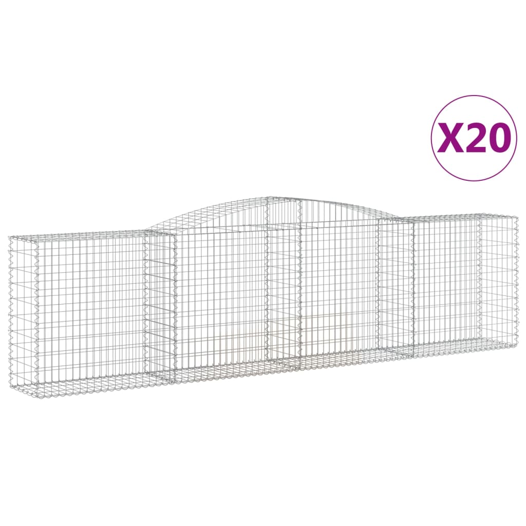 vidaXL Kosze gabionowe, 20 szt, 400x50x100/120cm, galwanizowane żelazo