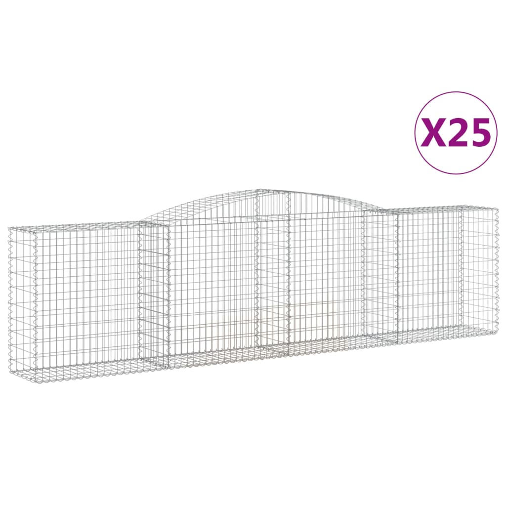 vidaXL Kosze gabionowe, 25 szt, 400x50x100/120 cm galwanizowane żelazo