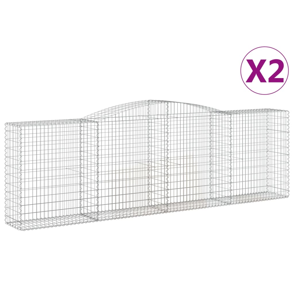 vidaXL Kosze gabionowe, 2 szt, 400x50x120/140 cm, galwanizowane żelazo