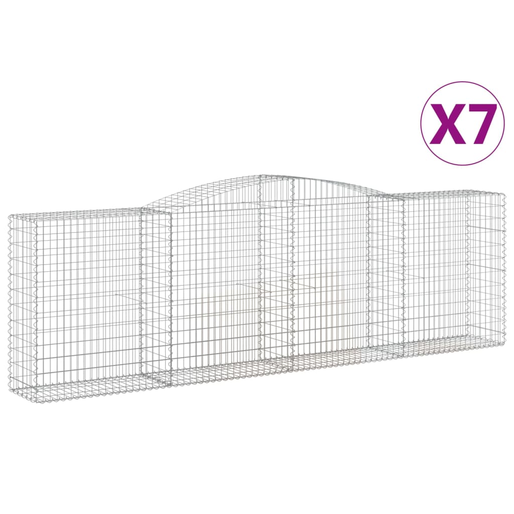 vidaXL Kosze gabionowe, 7 szt, 400x50x120/140 cm, galwanizowane żelazo