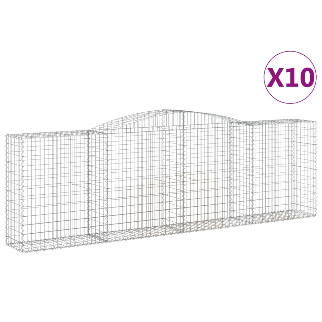 vidaXL Kosze gabionowe, 10 szt, 400x50x120/140cm, galwanizowane żelazo