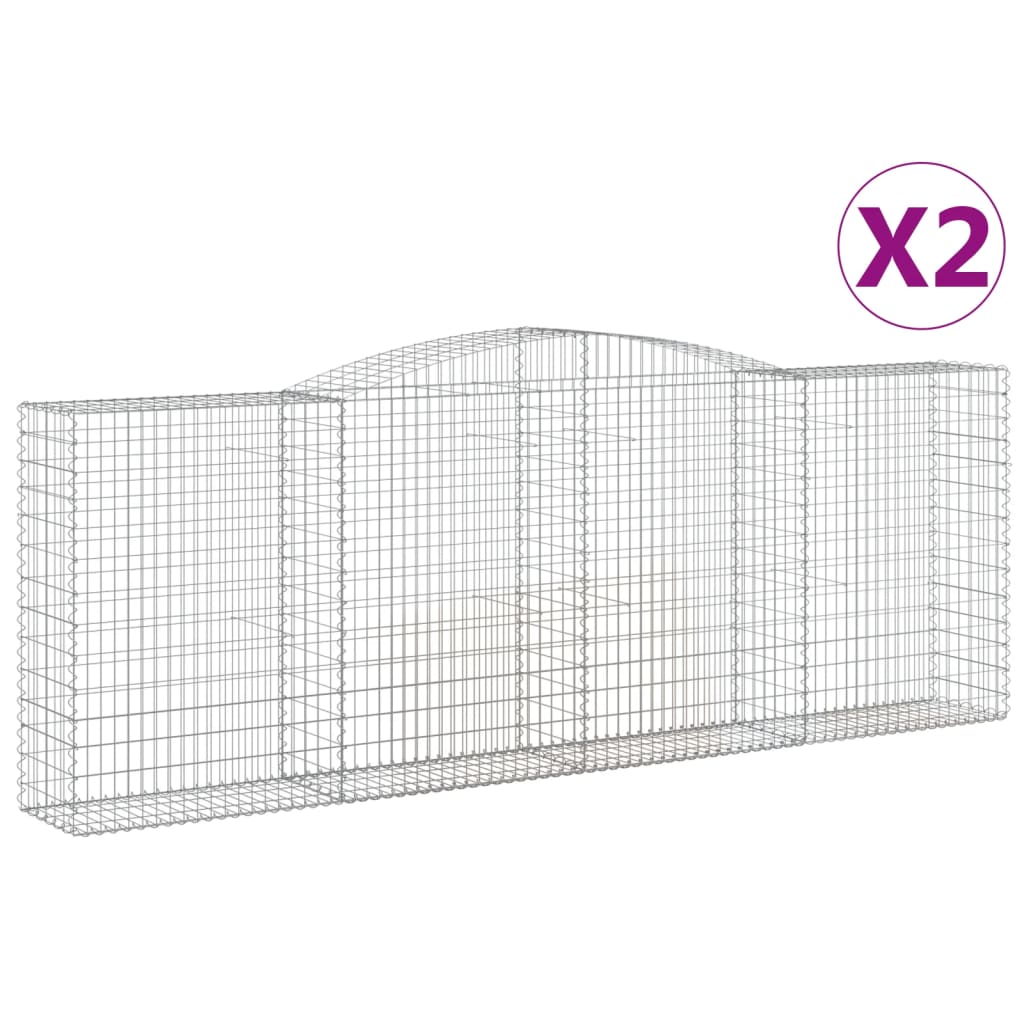 vidaXL Kosze gabionowe, 2 szt, 400x50x140/160 cm, galwanizowane żelazo