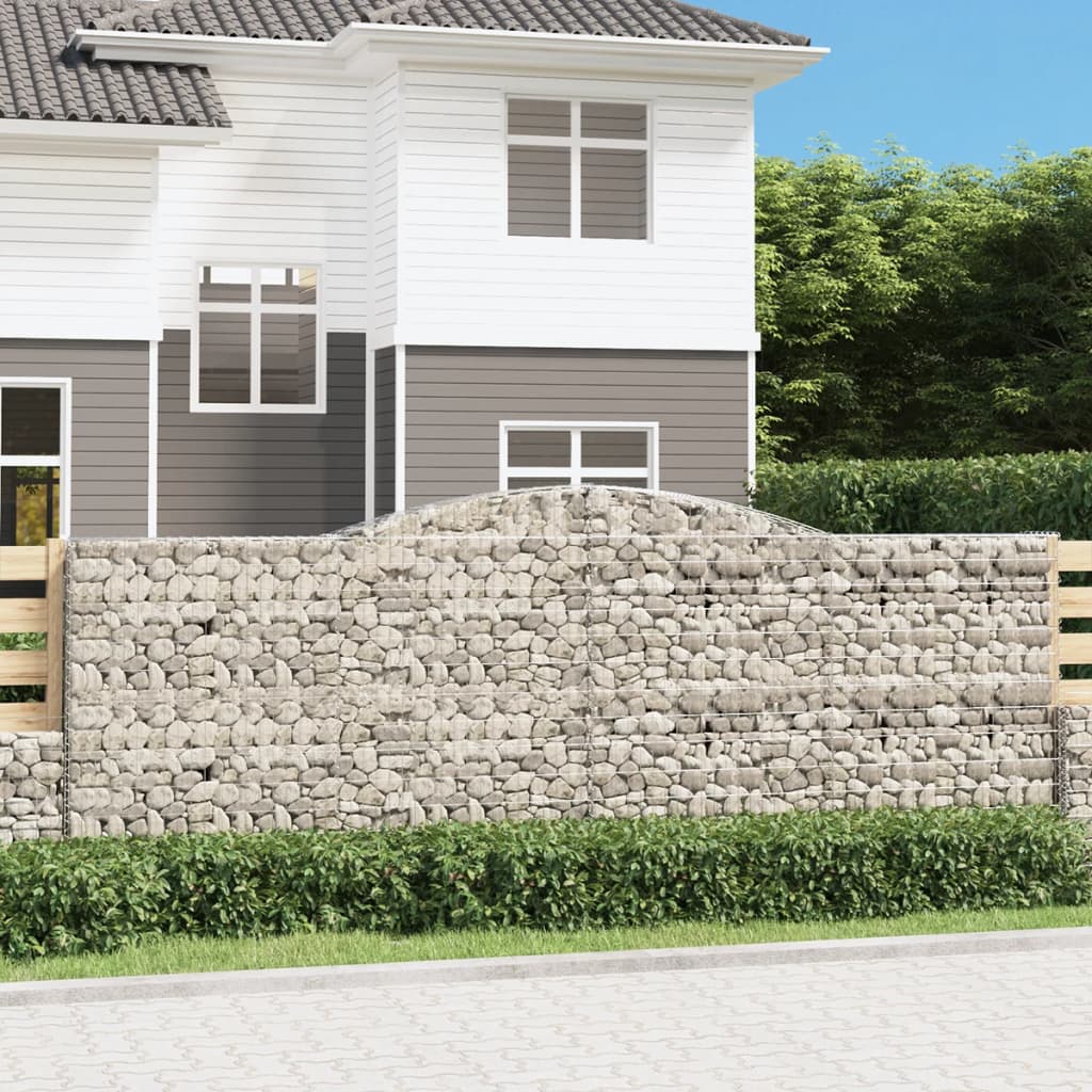 vidaXL Kosze gabionowe, 2 szt, 400x50x140/160 cm, galwanizowane żelazo