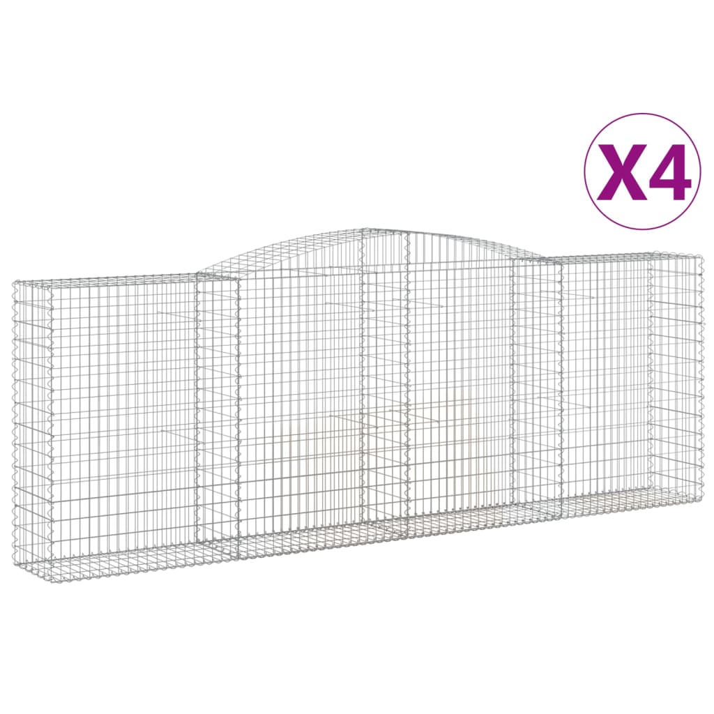 vidaXL Kosze gabionowe, 4 szt, 400x50x140/160 cm, galwanizowane żelazo