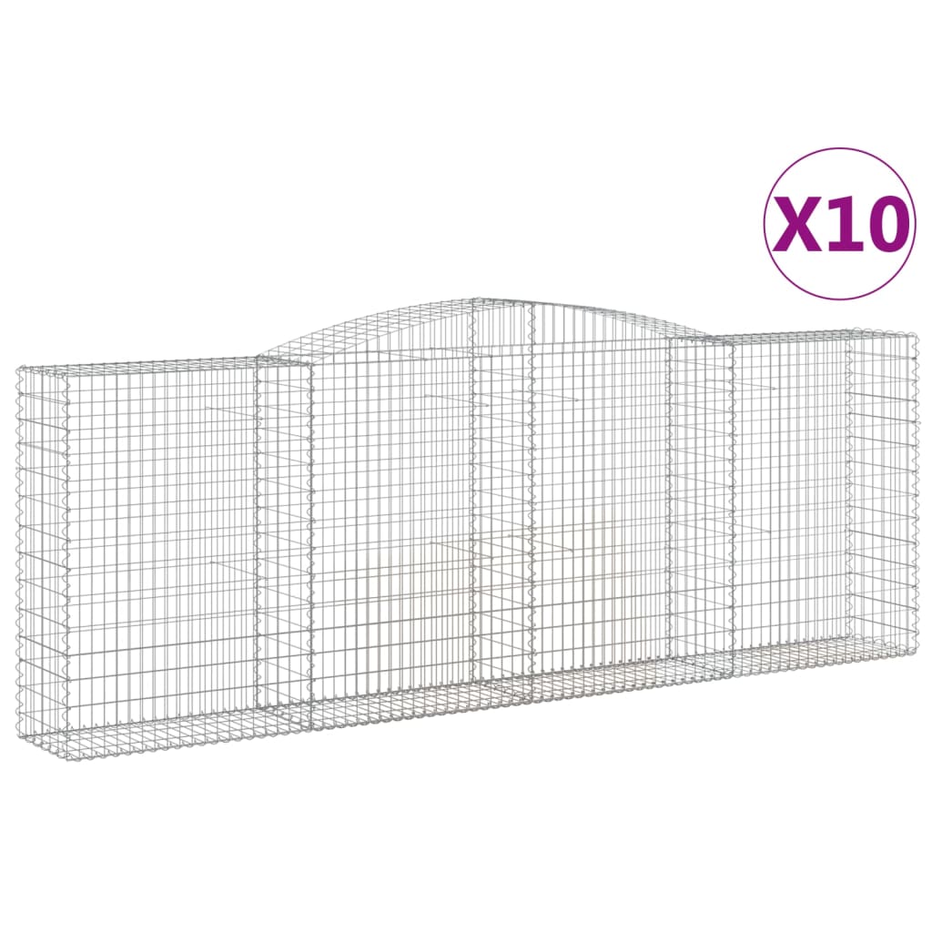vidaXL Kosze gabionowe, 10 szt, 400x50x140/160cm, galwanizowane żelazo