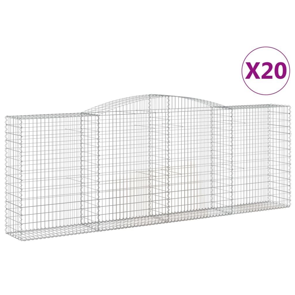 vidaXL Kosze gabionowe, 20 szt, 400x50x140/160cm, galwanizowane żelazo