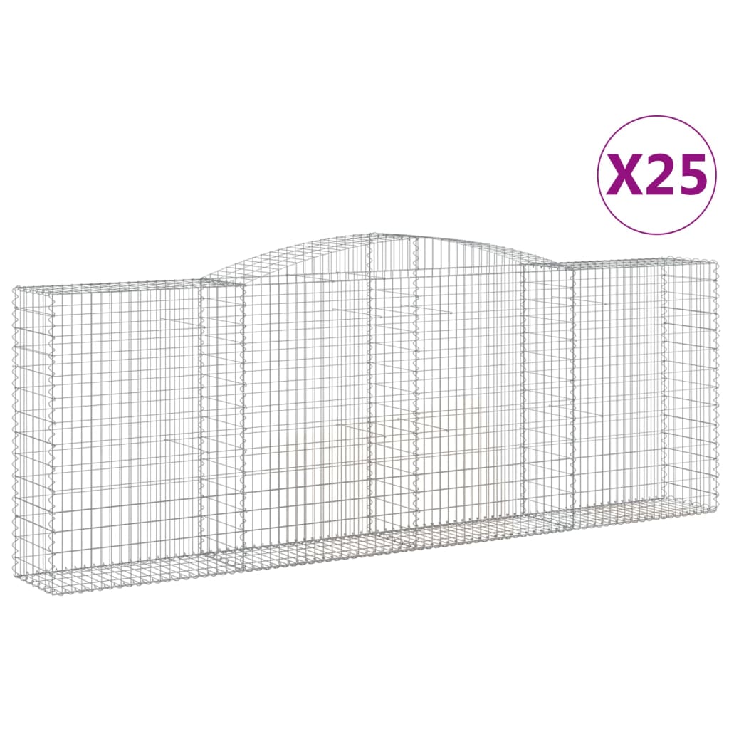 vidaXL Kosze gabionowe, 25 szt, 400x50x140/160cm, galwanizowane żelazo