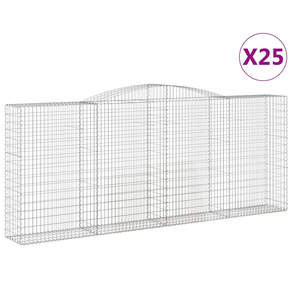 vidaXL Kosze gabionowe, 25 szt, 400x50x160/180cm, galwanizowane żelazo