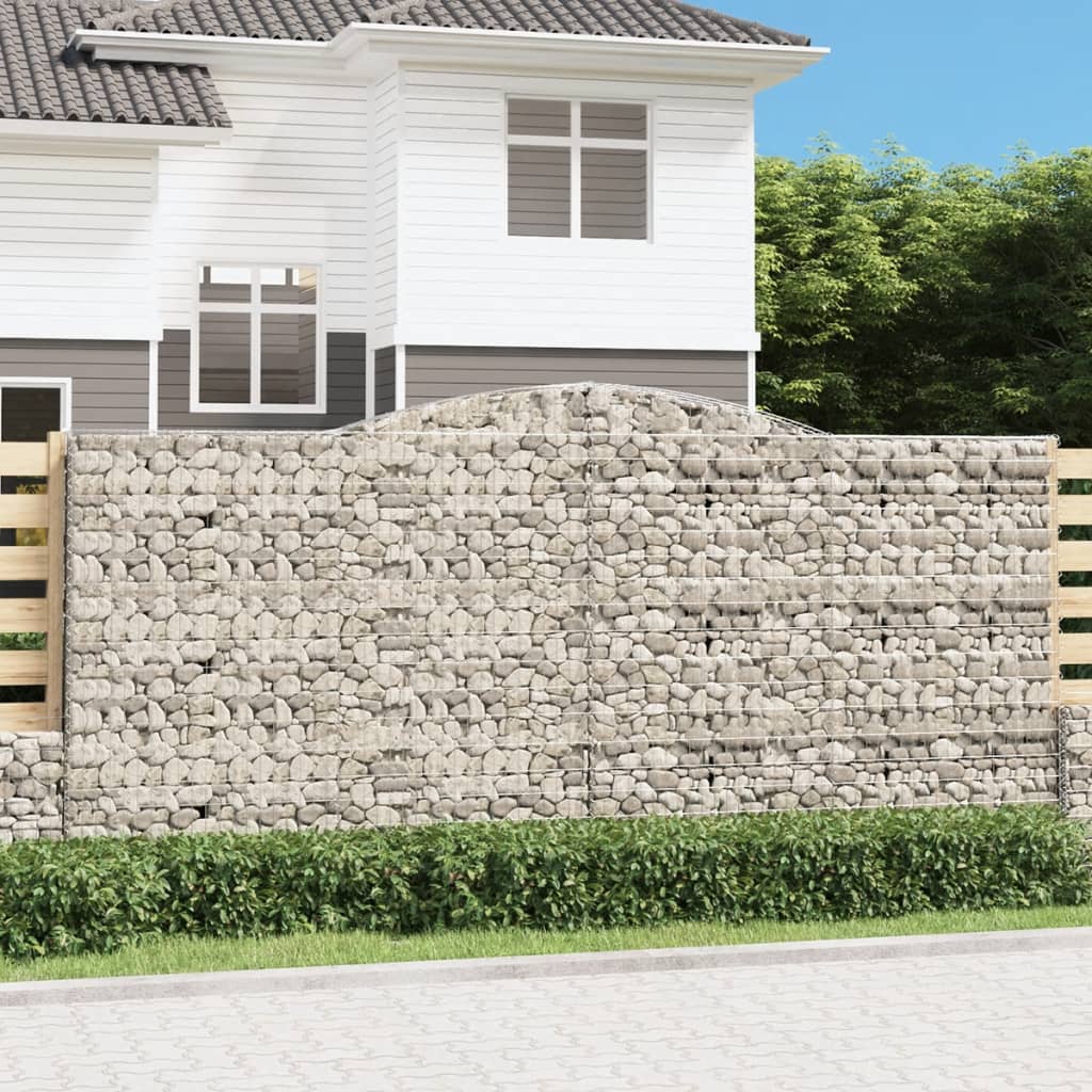 vidaXL Kosze gabionowe, 3 szt, 400x50x180/200 cm, galwanizowane żelazo