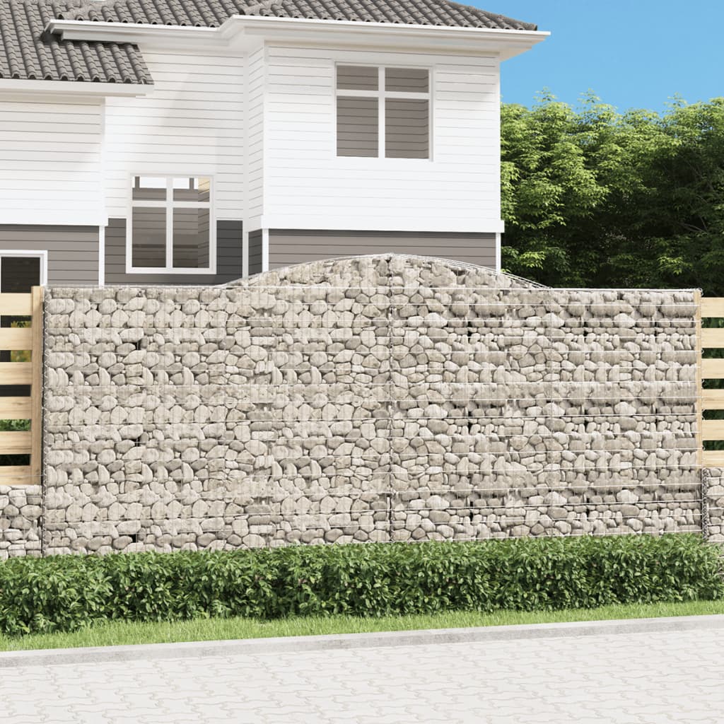 vidaXL Kosze gabionowe, 4 szt, 400x50x180/200 cm, galwanizowane żelazo
