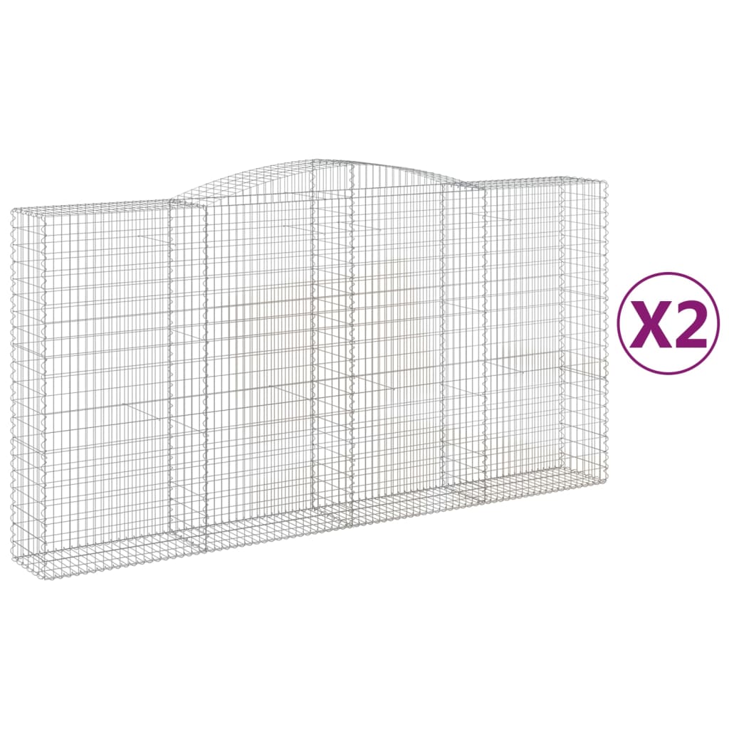 vidaXL Kosze gabionowe, 2 szt, 400x50x200/220 cm, galwanizowane żelazo