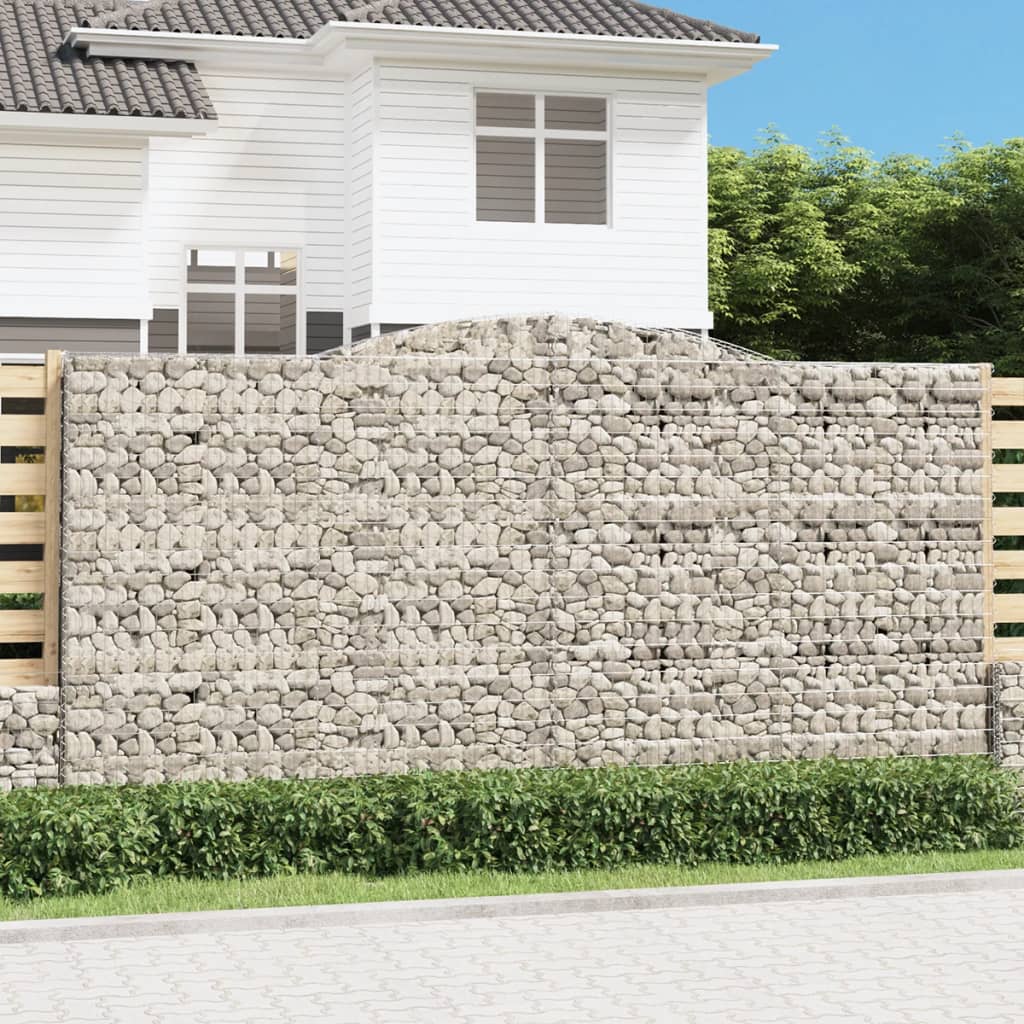 vidaXL Kosze gabionowe, 4 szt, 400x50x200/220 cm, galwanizowane żelazo