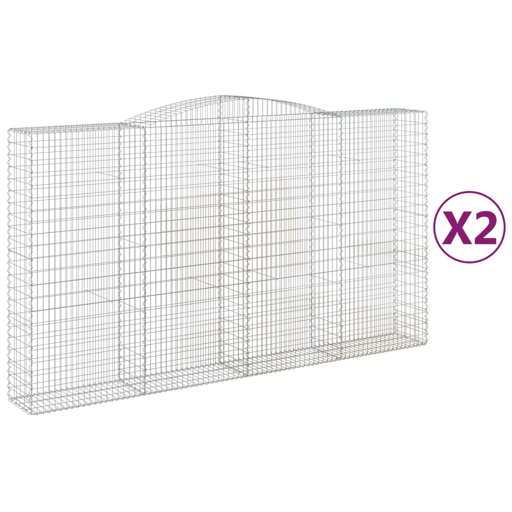 vidaXL Kosze gabionowe, 2 szt, 400x50x220/240 cm, galwanizowane żelazo