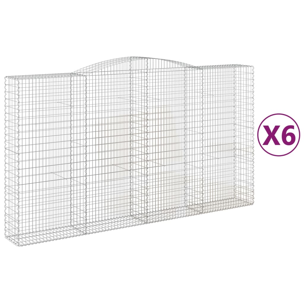 vidaXL Kosze gabionowe, 6 szt, 400x50x220/240 cm, galwanizowane żelazo