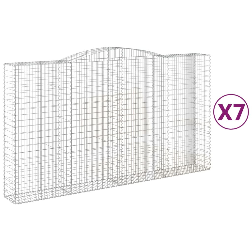 vidaXL Kosze gabionowe, 7 szt, 400x50x220/240 cm, galwanizowane żelazo