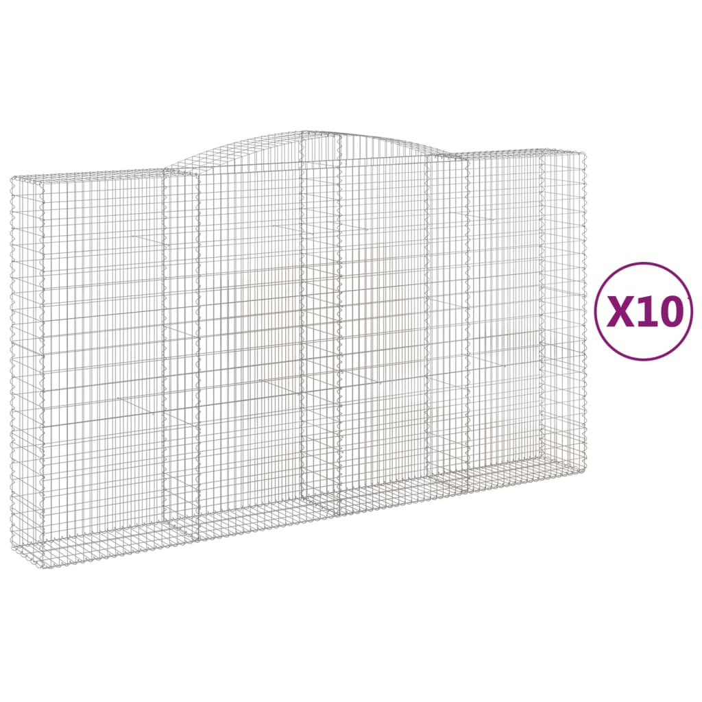 vidaXL Kosze gabionowe, 10 szt, 400x50x220/240cm, galwanizowane żelazo