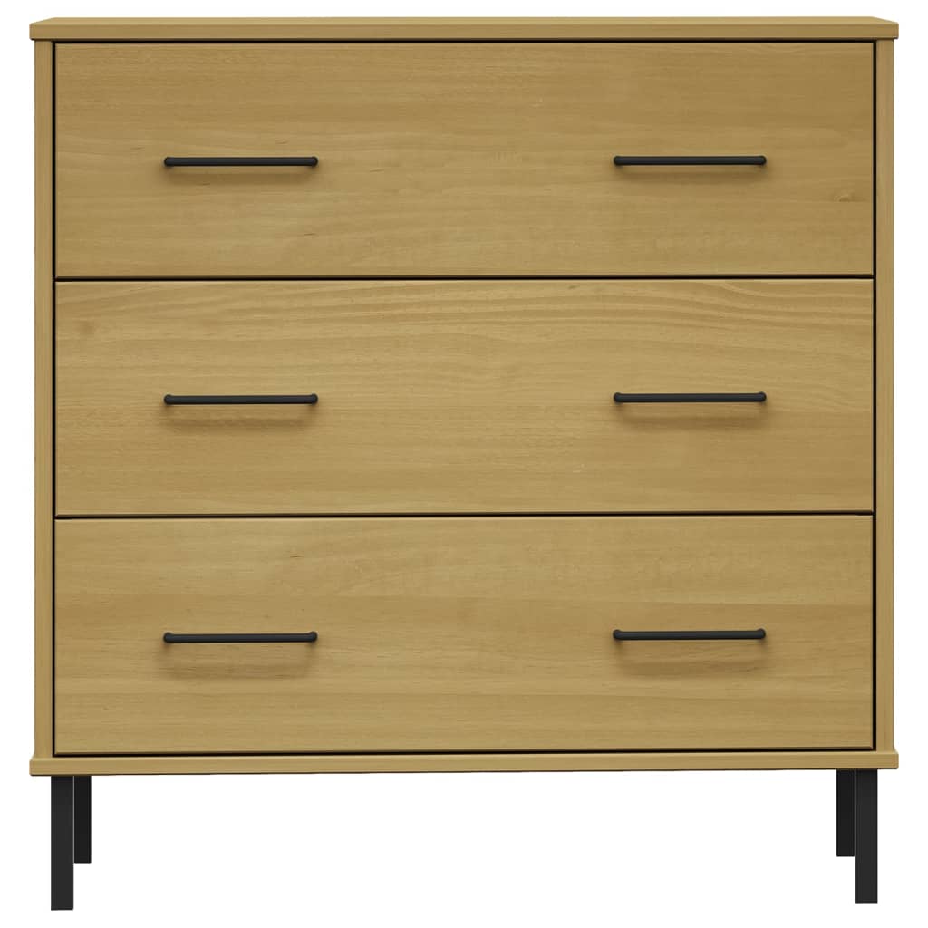 vidaXL Komoda OSLO z 3 szufladami, brązowa, 77x40x79,5 cm, lite drewno
