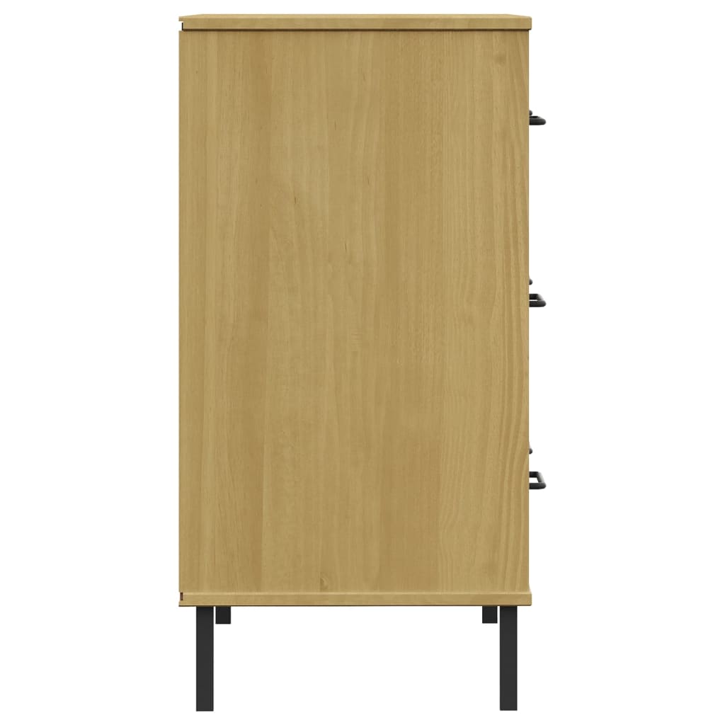 vidaXL Komoda OSLO z 3 szufladami, brązowa, 77x40x79,5 cm, lite drewno