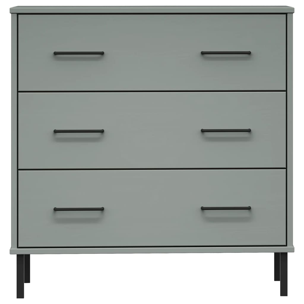 vidaXL Komoda OSLO z 3 szufladami, szara, 77x40x79,5 cm, lite drewno