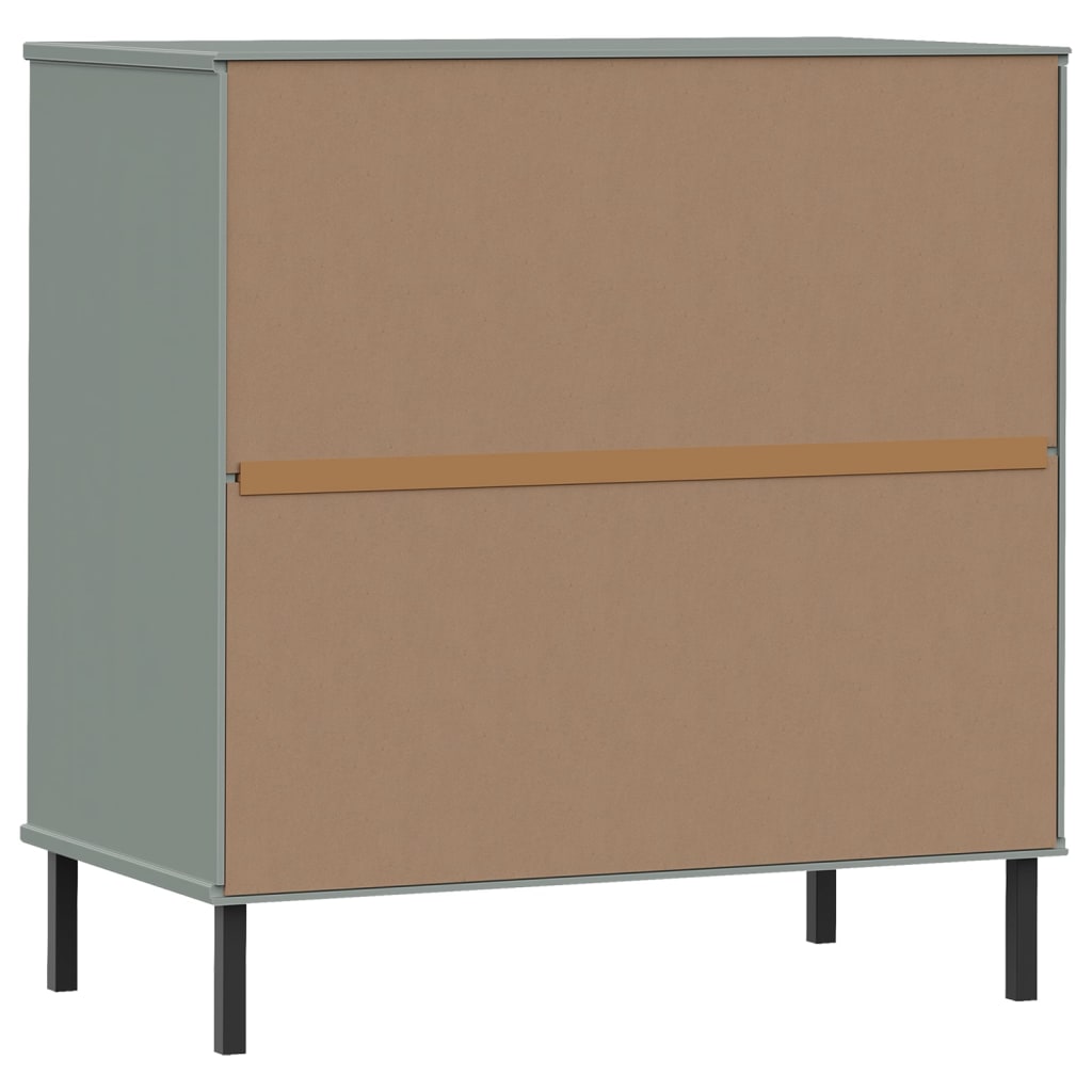 vidaXL Komoda OSLO z 3 szufladami, szara, 77x40x79,5 cm, lite drewno