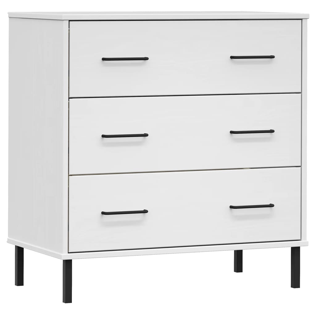 vidaXL Komoda OSLO z 3 szufladami, biała, 77x40x79,5 cm, lite drewno