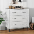 vidaXL Komoda OSLO z 3 szufladami, biała, 77x40x79,5 cm, lite drewno