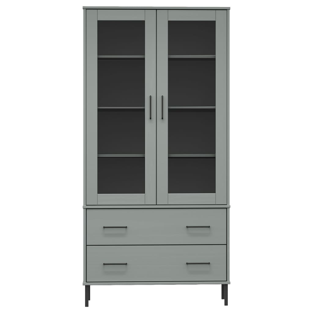 vidaXL Regał OSLO, metalowe nóżki, szary, 85x35x172,5 cm, lite drewno
