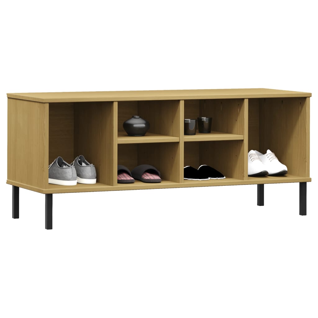 vidaXL Szafka na buty OSLO, metalowe nóżki, brązowa, 106x35x45 cm