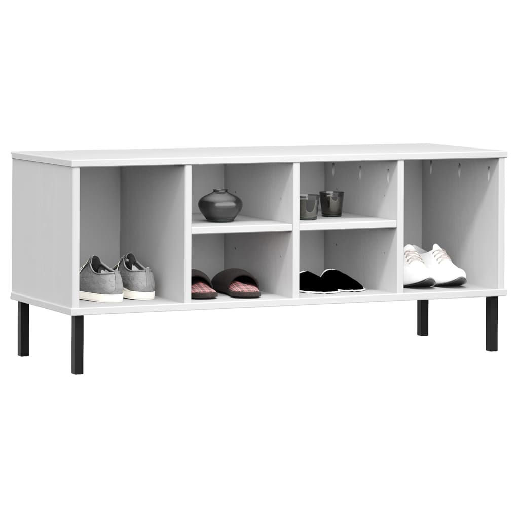 vidaXL Szafka na buty OSLO, metalowe nóżki, biała, 106x35x45 cm