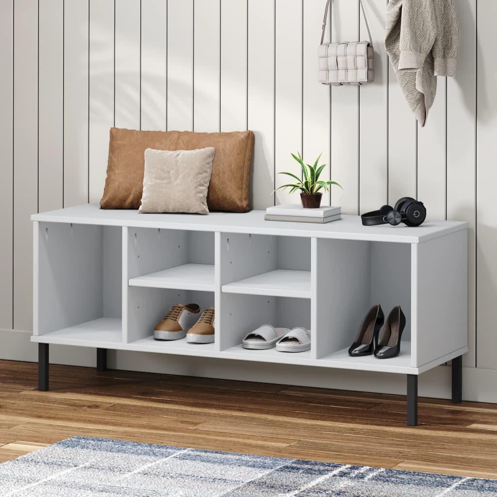 vidaXL Szafka na buty OSLO, metalowe nóżki, biała, 106x35x45 cm