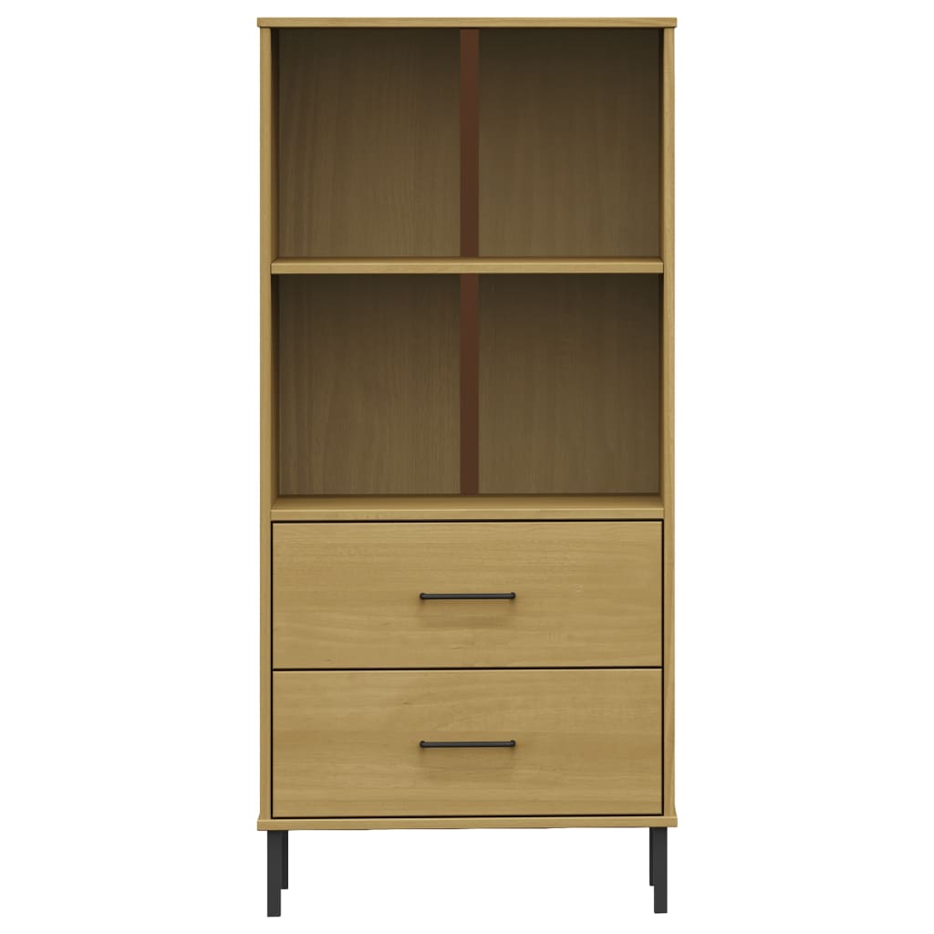 vidaXL Regał OSLO z 2 szufladami, brązowy, 60x35x128,5 cm, lite drewno