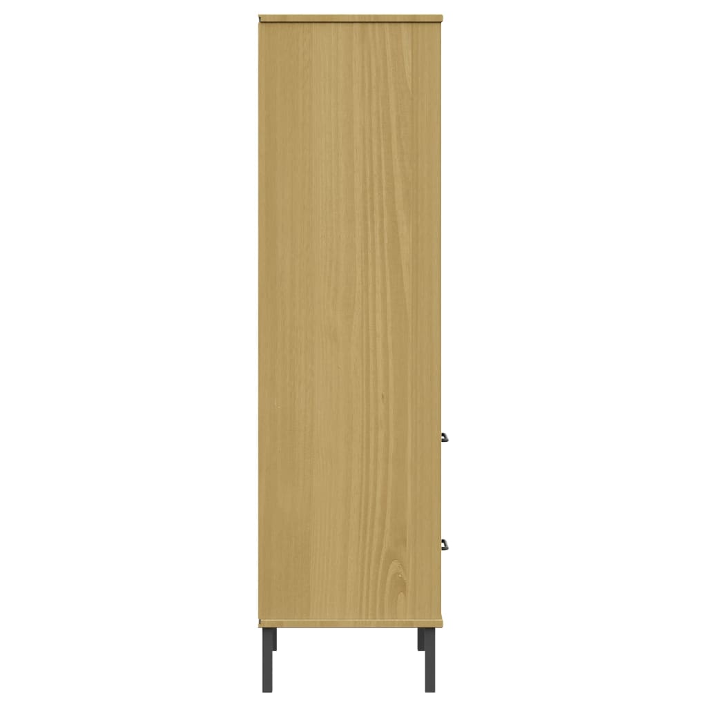 vidaXL Regał OSLO z 2 szufladami, brązowy, 60x35x128,5 cm, lite drewno