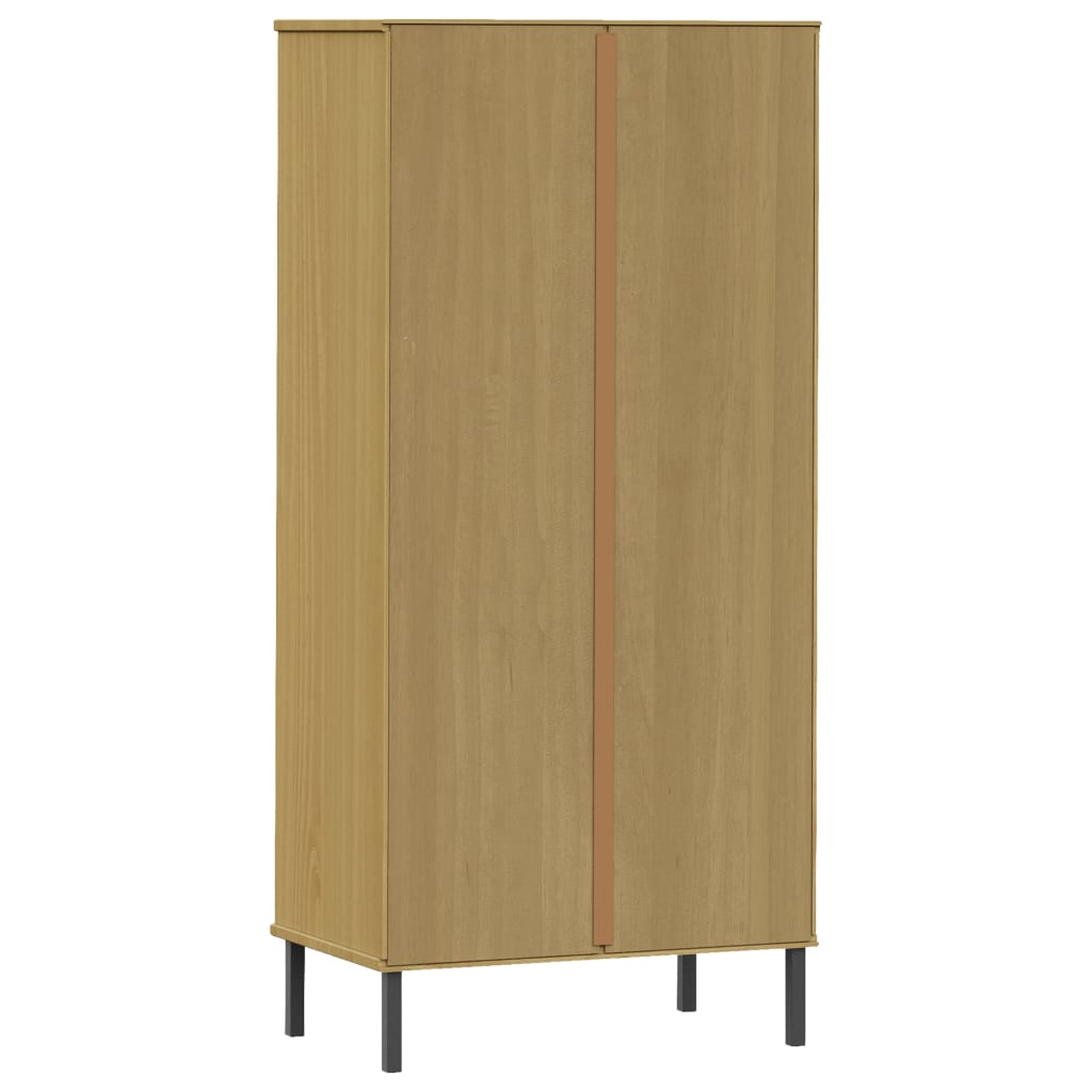 vidaXL Regał OSLO z 2 szufladami, brązowy, 60x35x128,5 cm, lite drewno