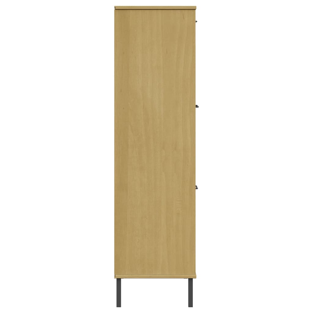 vidaXL Regał OSLO, metalowe nóżki, brązowy, 90x35x128,5 cm, drewno