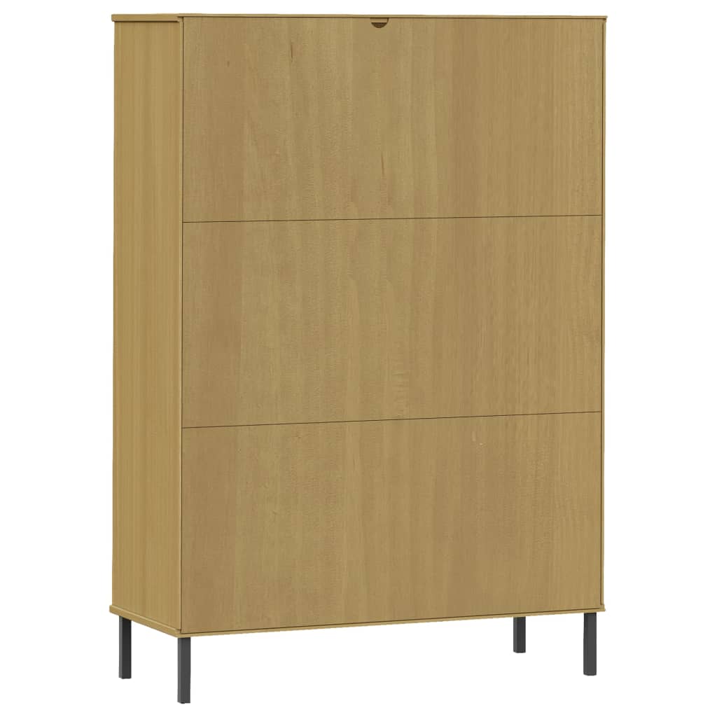 vidaXL Regał OSLO, metalowe nóżki, brązowy, 90x35x128,5 cm, drewno