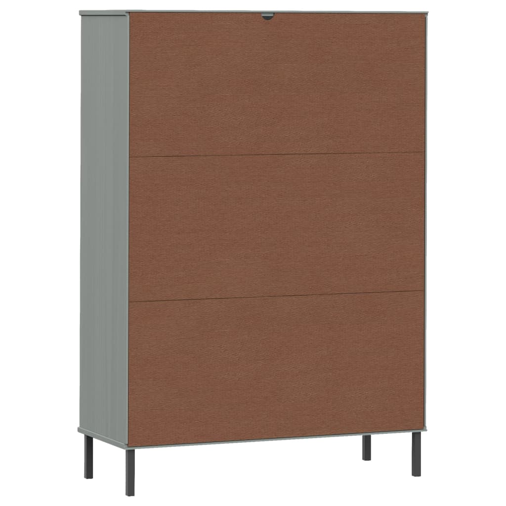 vidaXL Regał OSLO, metalowe nóżki, szary, 90x35x128,5 cm, lite drewno
