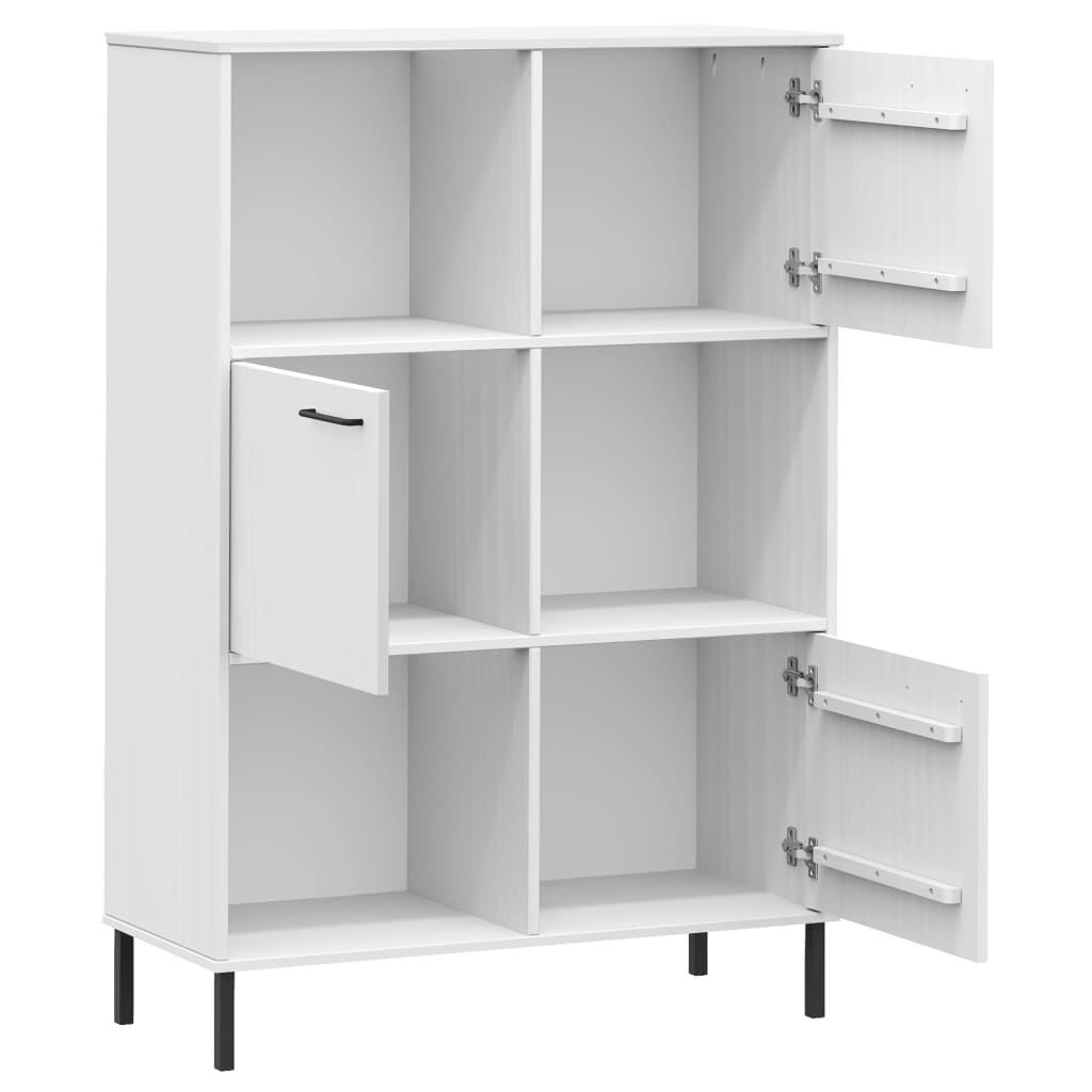 vidaXL Regał OSLO, metalowe nóżki, biały, 90x35x128,5 cm, drewno