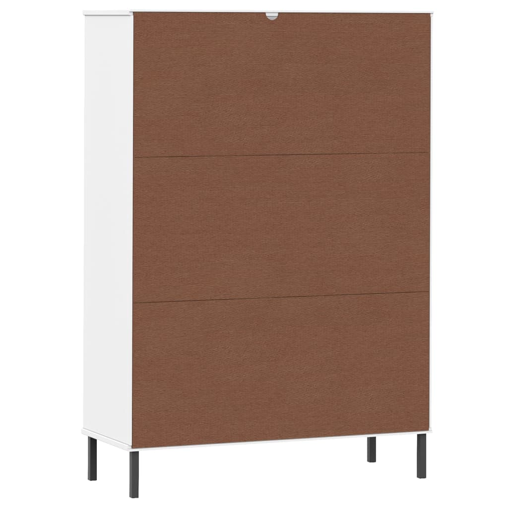 vidaXL Regał OSLO, metalowe nóżki, biały, 90x35x128,5 cm, drewno