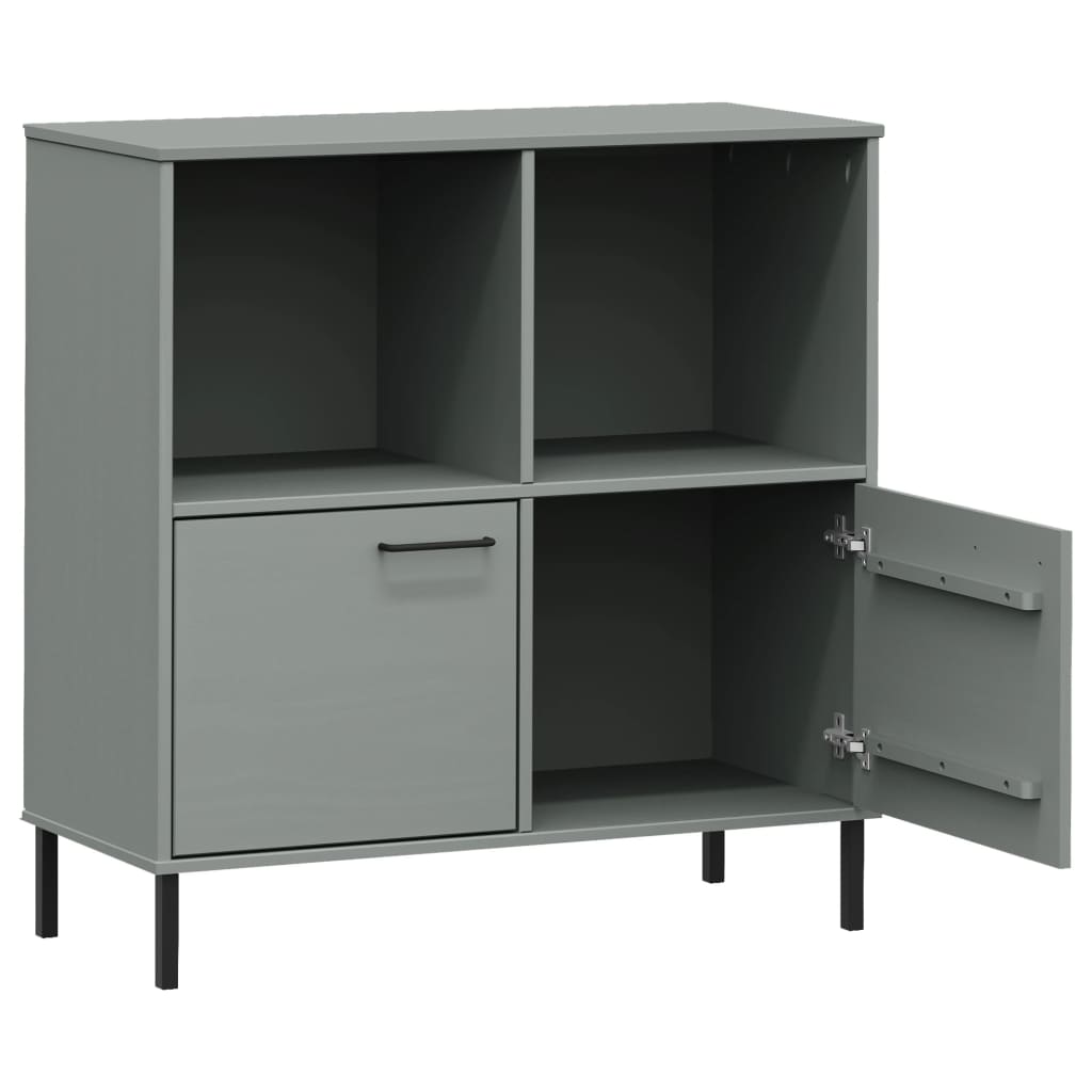 vidaXL Regał OSLO, metalowe nóżki, szary, 90x35x90,5 cm, lite drewno