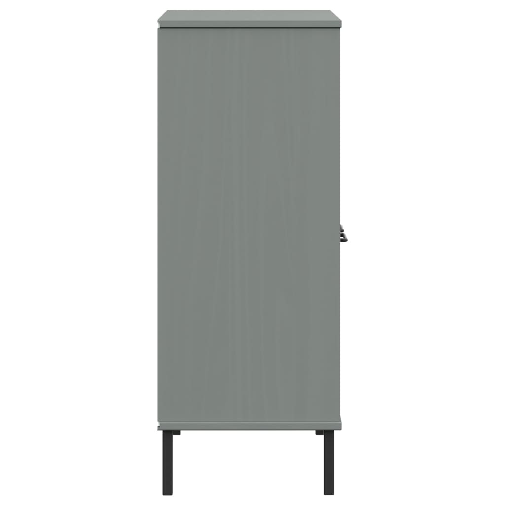 vidaXL Regał OSLO, metalowe nóżki, szary, 90x35x90,5 cm, lite drewno