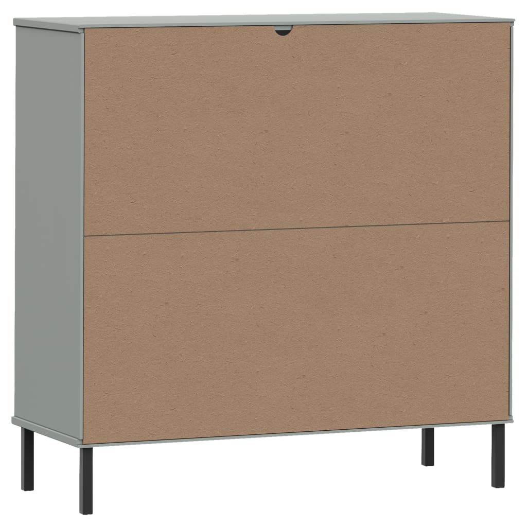 vidaXL Regał OSLO, metalowe nóżki, szary, 90x35x90,5 cm, lite drewno