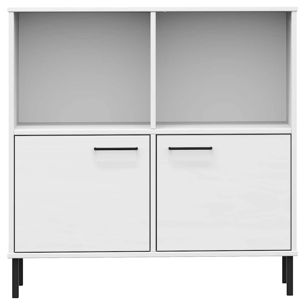vidaXL Regał OSLO, metalowe nóżki, biały, 90x35x90,5 cm, lite drewno