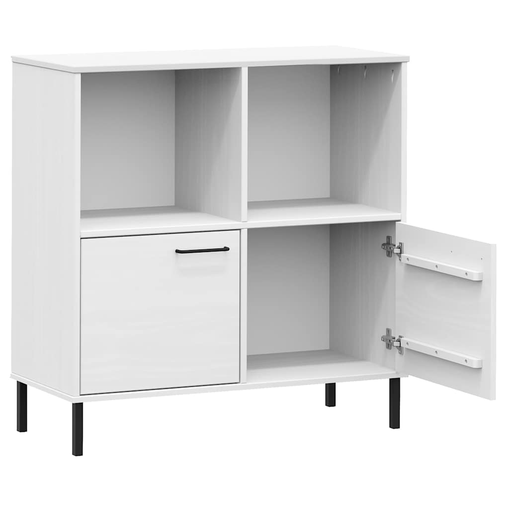 vidaXL Regał OSLO, metalowe nóżki, biały, 90x35x90,5 cm, lite drewno