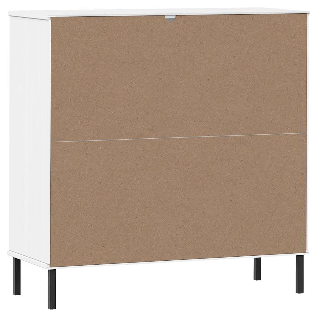 vidaXL Regał OSLO, metalowe nóżki, biały, 90x35x90,5 cm, lite drewno